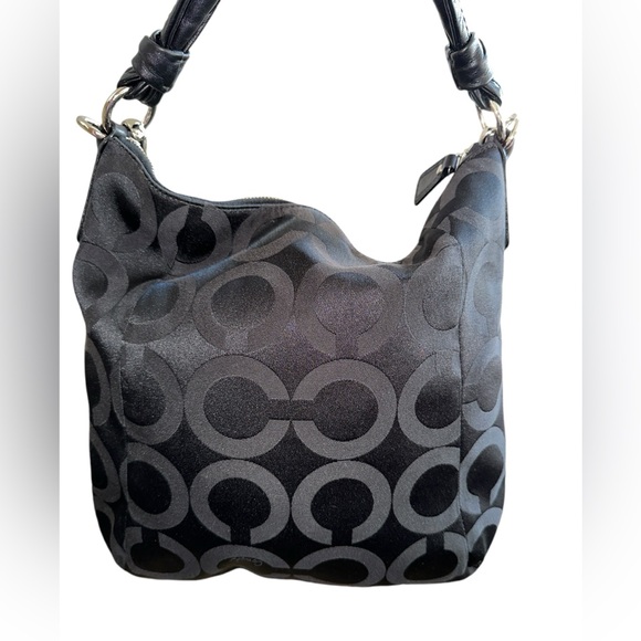 EUC Coach Kristin Black OPTIC Art Sateen Hobo Conv. Bag $378 - Picture 3 of 13